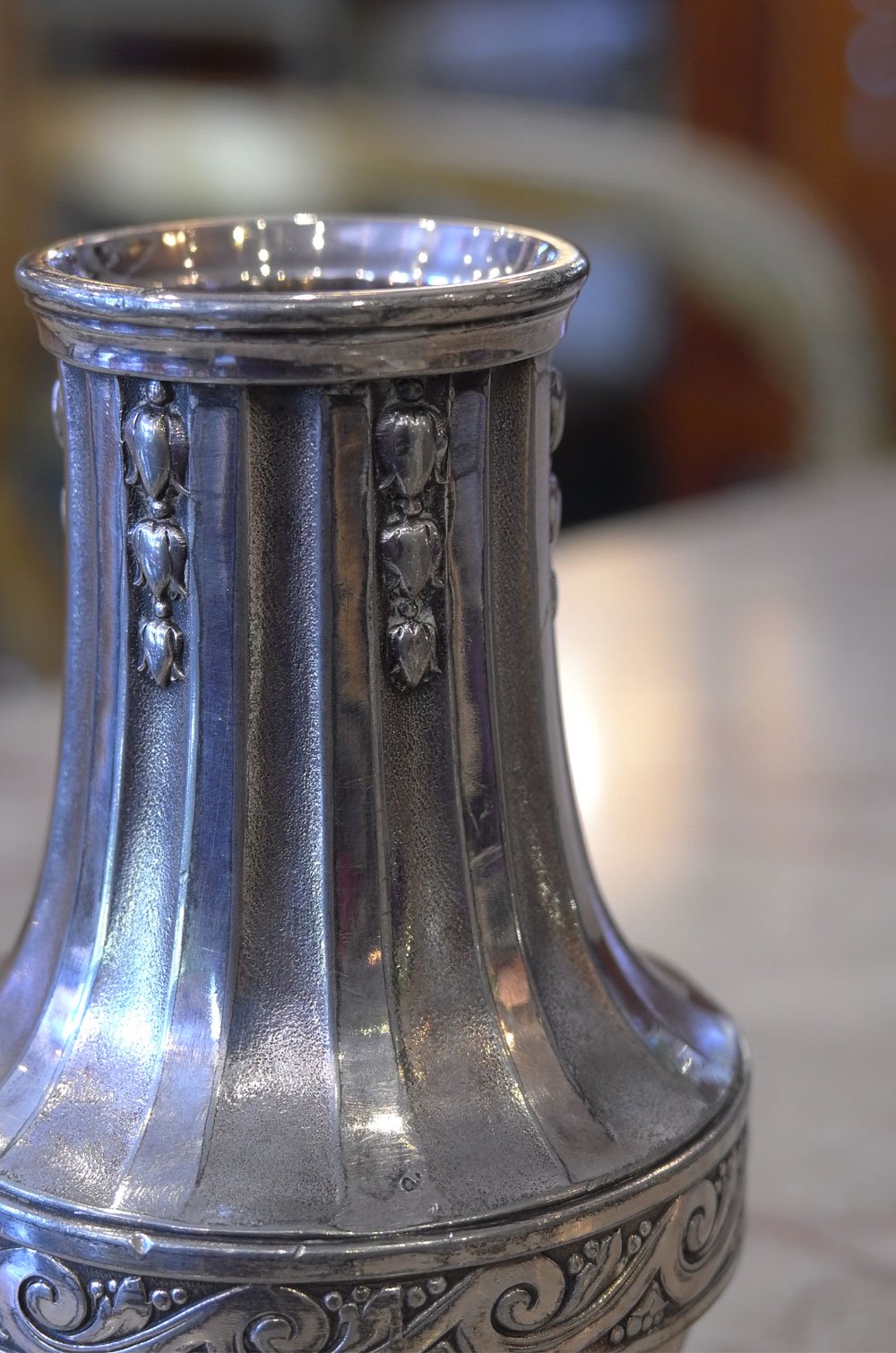 フランスアールデコ装飾置物】GALLIA Christofle 小花瓶 一輪挿し 純銀