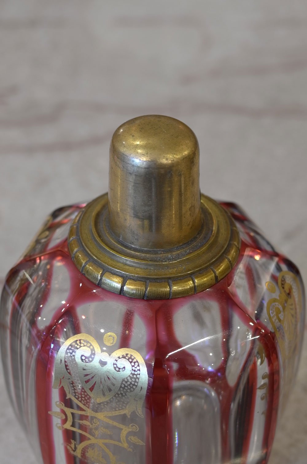 【ランプベルジェアロマ アンティーク】Z Boule Empireエンパイア Baccarat バカラクリスタル最高位モデル 赤色被せ金彩装飾  1930年代 LampeBerger インテリア - ”アーティスティック”な感性の方に