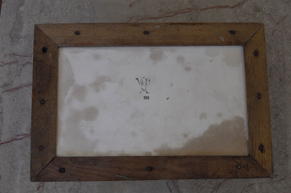 フランスアールヌーボー雑貨】V&B M トレイ 陶板陶器ハンドル付き木製 