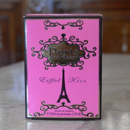 【フランスヴィンテージ雑貨】Eiffel Kiss廃盤 オードトワレ香水 Paris mon Amour ピンク パッケージ箱かわいい パリ