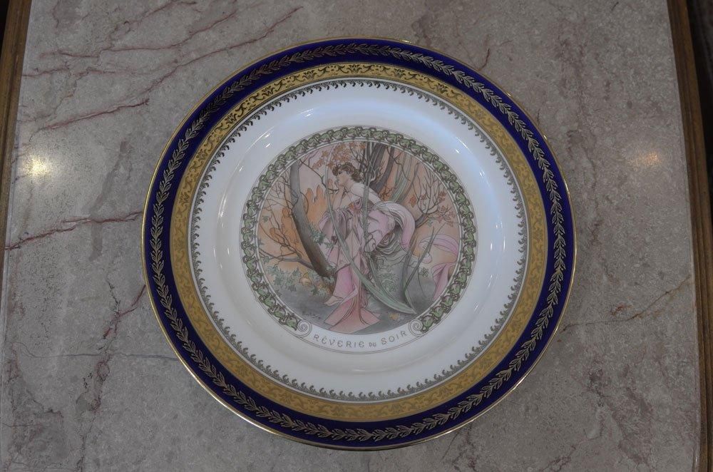 フランスヴィンテージ家具】Alfons Maria Mucha 飾り皿 ウォール
