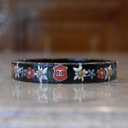 【フランスヴィンテージアクセサリーレディース】CHANEL バングル 試作品プライベートモデル シャネル ココマーク 花フラワー飾り レディース ハイブランド パリ