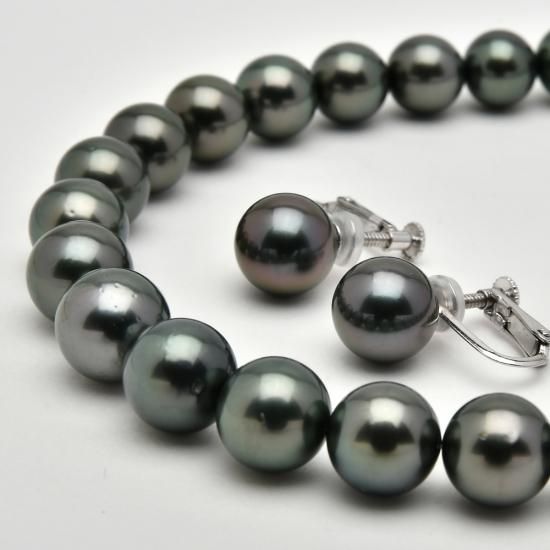 シーズジェム 8.1-10.6mm 黒蝶パールネックレス・イヤリング シーズジェム 8.1-10.6mm 黒蝶パールネックレス・イヤリング