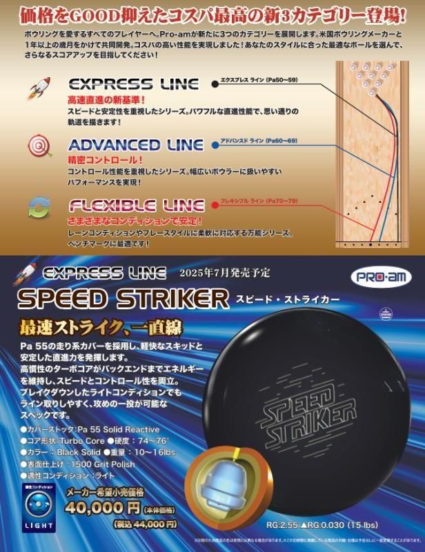 新品　ボウリングボール　スピードストライカー　15ポンド ABSオンライン ボール：プロアム・SPEED STRIKER