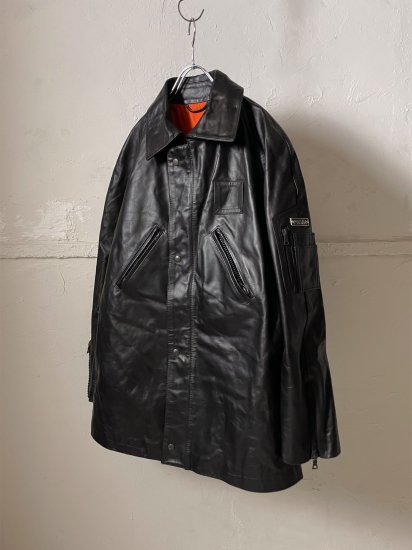 肩幅約50cm80s Italian POLIZIA leather half coat