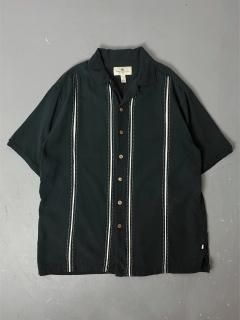 Black Silk open collar shirt size L