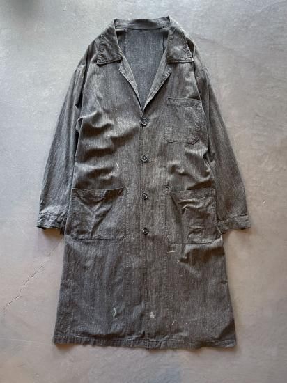 50s～60s　Au Molinel　ブラックシャンブレーコート　ユーロ古着 50s～60s Au Molinel ブラックシャンブレーコート ユーロ古着 50s 60s