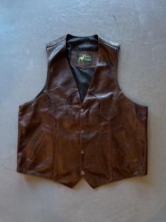 usa leather vest "brown"