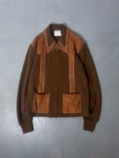 70s USA leather front sweater size M