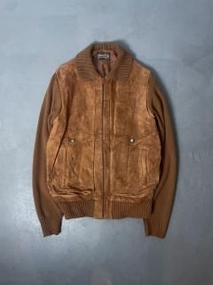 70s USA leather front sweater size M