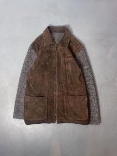 70s USA leather front sweater