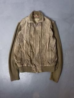 70s USA leather front sweater size L