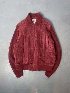 70s USA leather front sweater size L