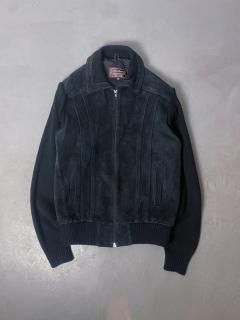 70s USA leather front sweater size M