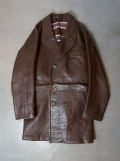French Vintage EDF leather coat