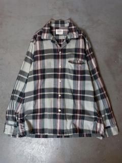 70s ARROW vintage check open collar shirt  size M