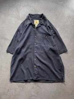 Black Silk open collar shirt size XL