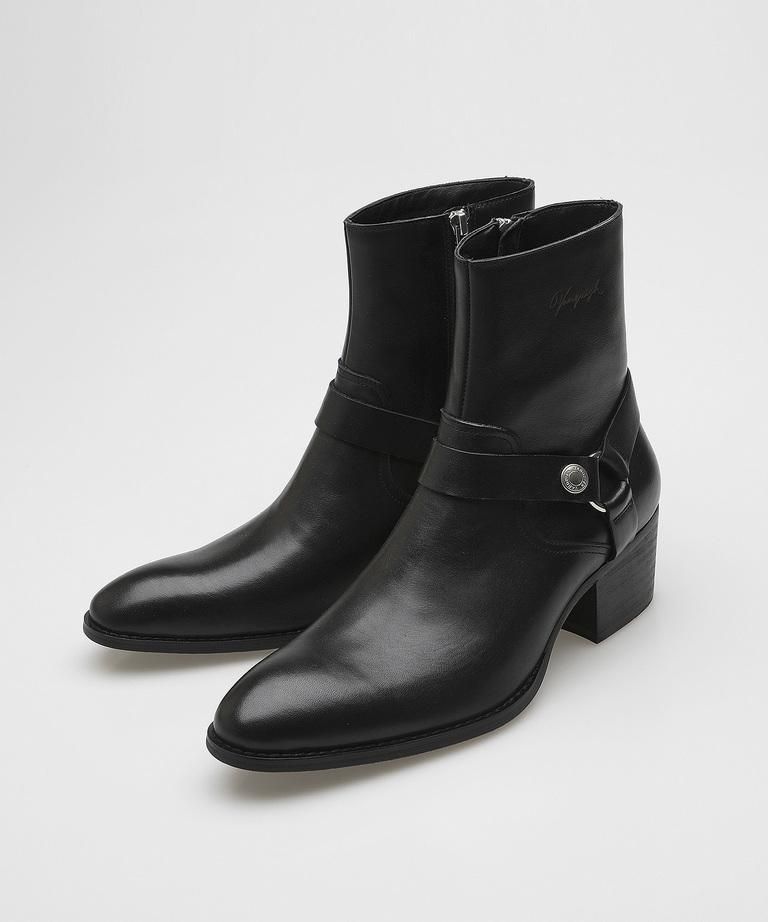 VANQUISH Cow Leather side zip ring heel Boots