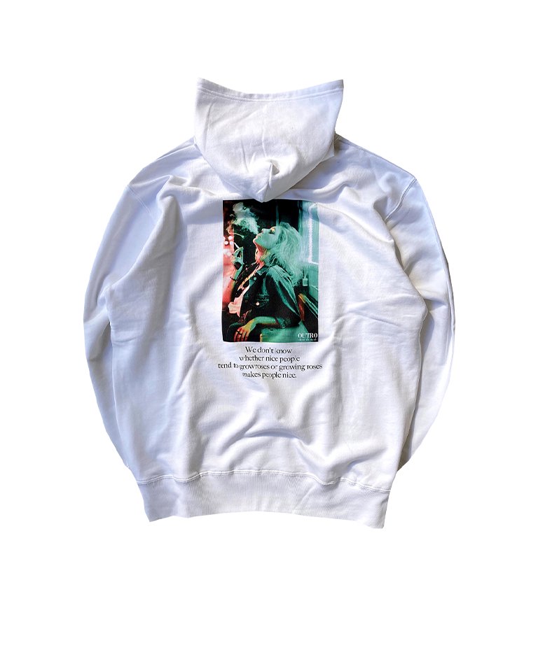 OUTRO-feer de seal- Smoking Lady Back Hoodie WHT