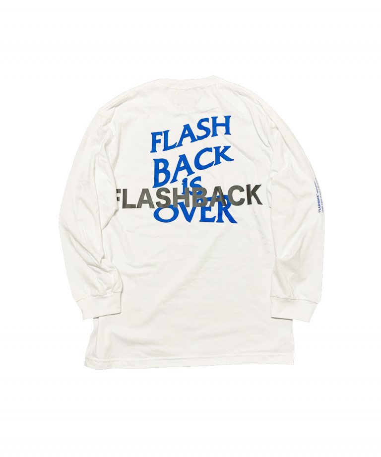 【FLASHBACK最新作】Reflector ''BACK'' OVERSIZE LONG T-Shirts WHT×TBLU 