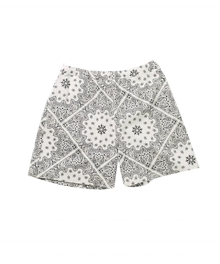 ڿե50%OFF!!FLASHBACK Paisley LOOSE Fit Shorts WHT