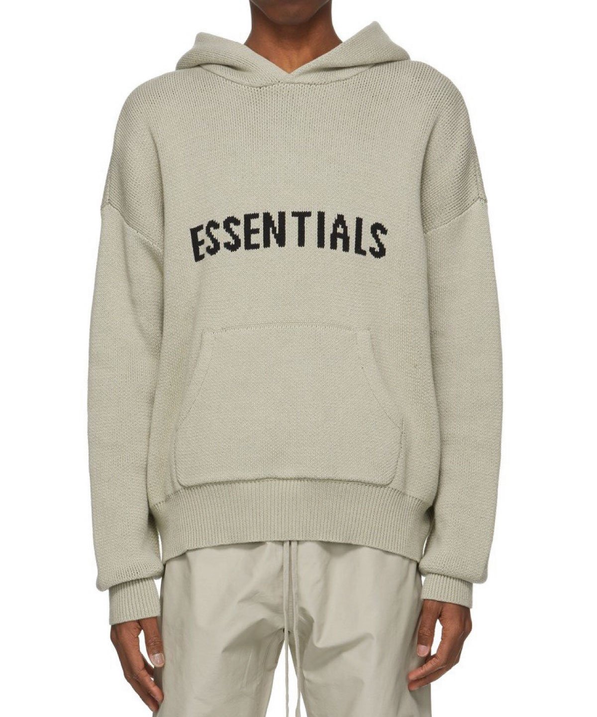 FOG ESSENTIALS ニットパーカー Fear Of God Essentials Hoodie front logo knit TAUPE