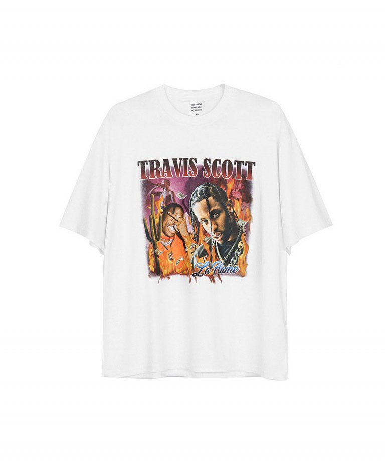 USA Select Travis Scott ROCK OVERSIZE Vintage T-Shirts.WHT