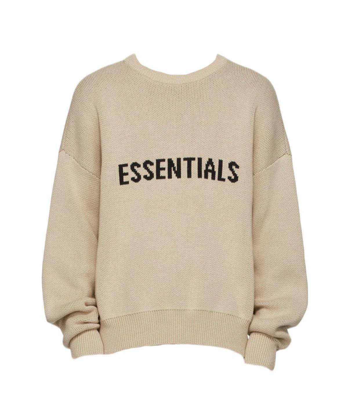 美品◎ ESSENTIALS フェアオブゴッド ロゴ ニット グレー L肩幅70