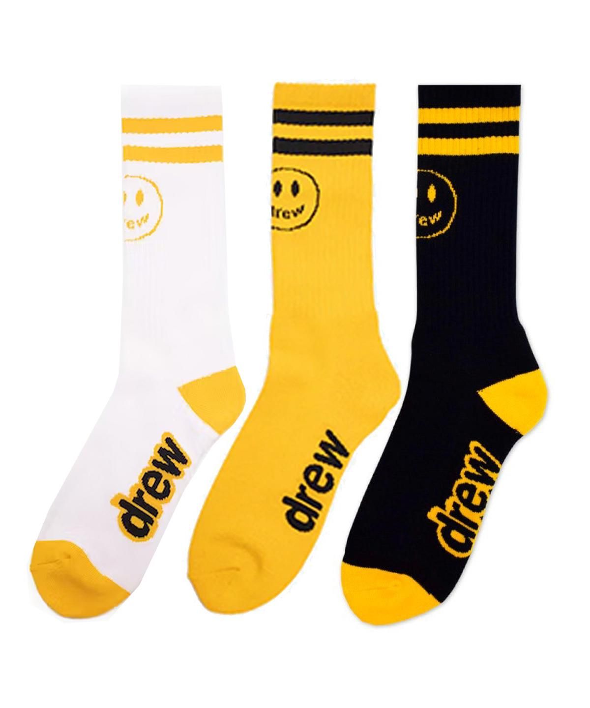 2025-25 秋冬新作  ハイブランドの ドリューハウス house drew mascot BLACK/YEL/WHT socks stripe レッグウェア