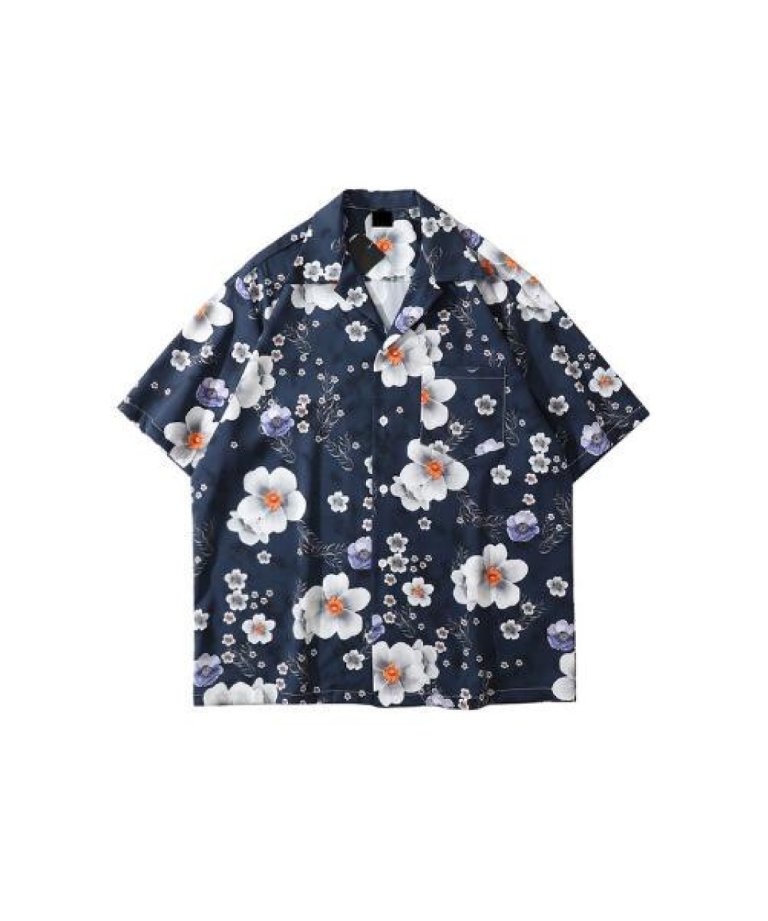 【新春セール50%OFF!!】OUTRO-feer de seal- Flower Half Sleeve OverSize Shirts 