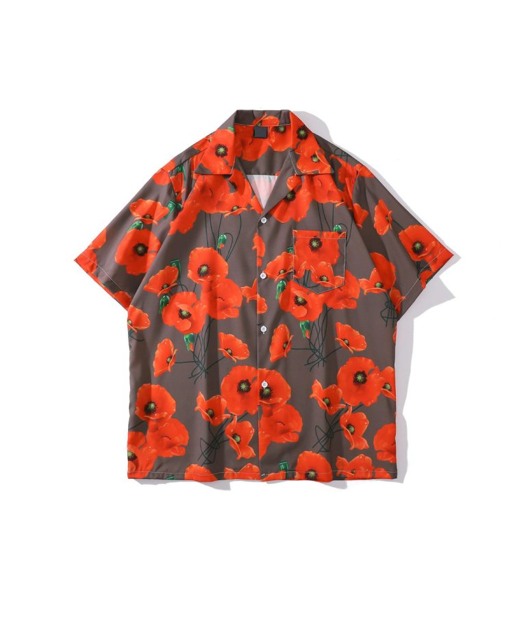 【新春セール50%OFF!!】OUTRO-feer de seal- Hibiscus Half Sleeve OverSize Shirts