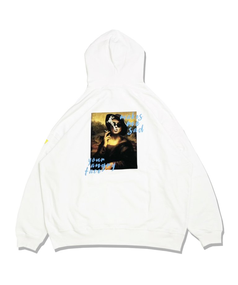 OUTRO-feer de seal-  Angry Face Oversize Hoodie WHT