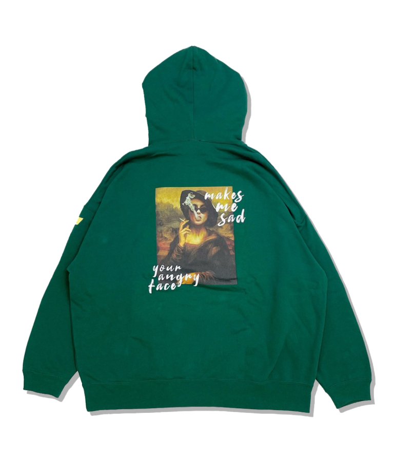 【 SPRING SALE 2024】OUTRO-feer de seal-  Angry Face Oversize Hoodie GRN 14300円→10010円