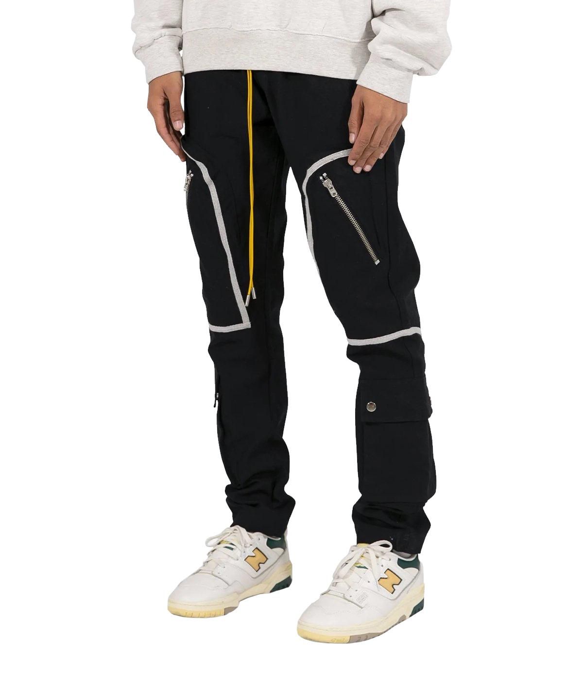 mnml CONTRAST TAPED CARGO PANTS / BLACK