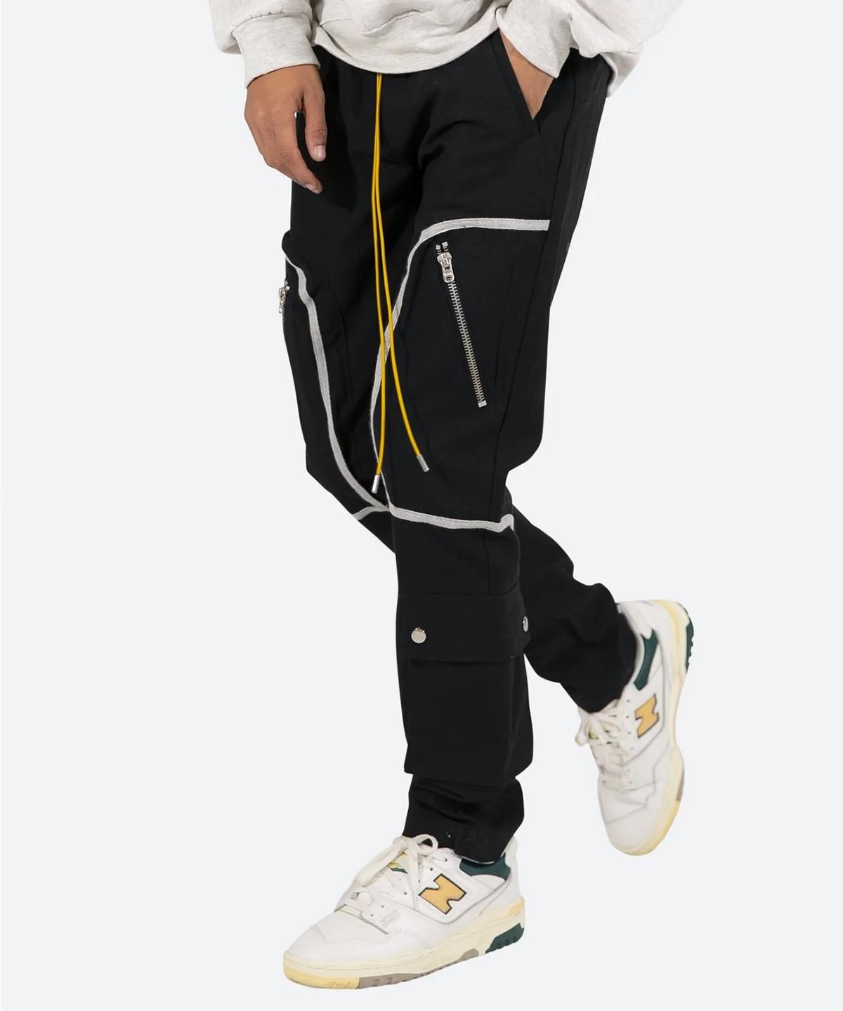 mnml CONTRAST TAPED CARGO PANTS / BLACK