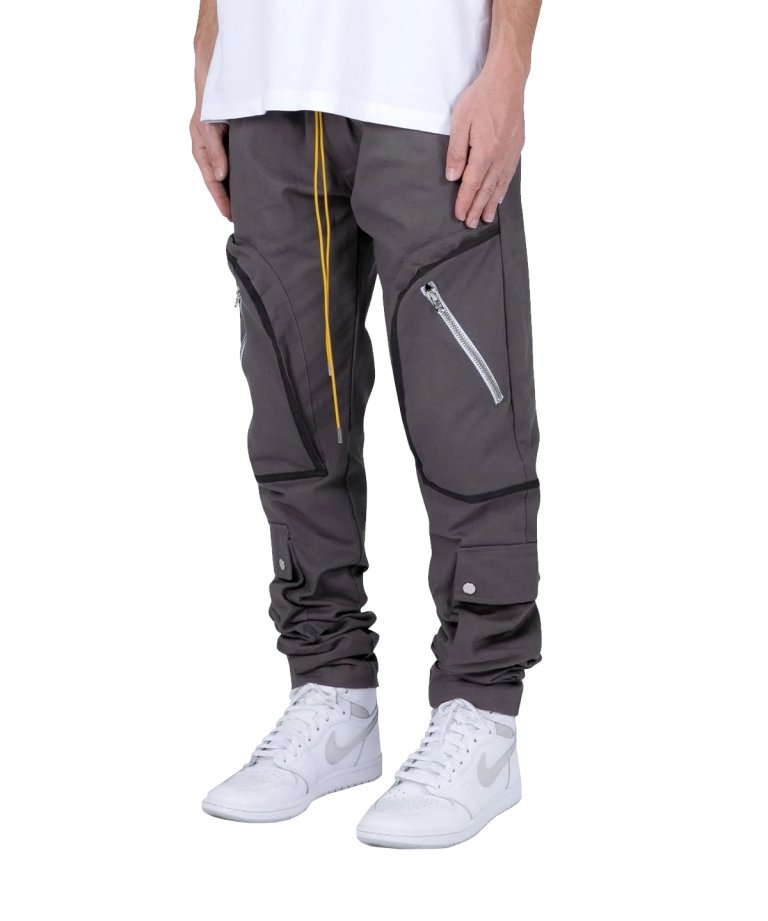 mnml CONTRAST TAPED CARGO PANTS / CHARCOAL GREY