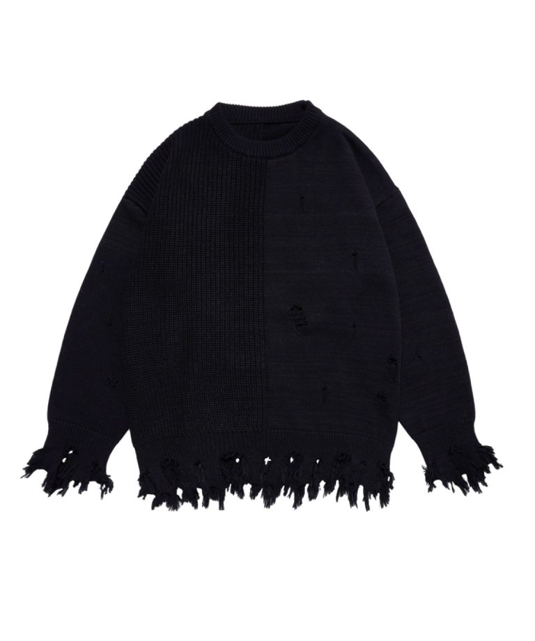 OUTRO-feer de seal-  Oversize Damage Knit BLK