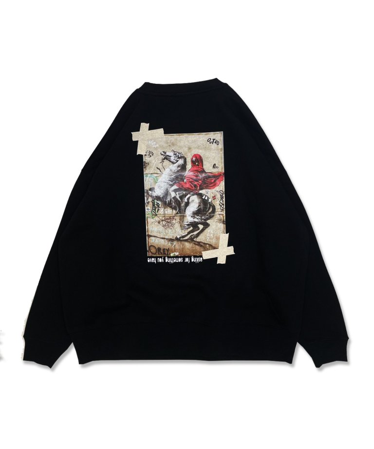 【 SPRING SALE 2024】OUTRO-feer de seal-  Vintage Painting Oversize Sweat BLK 13200円→9240円