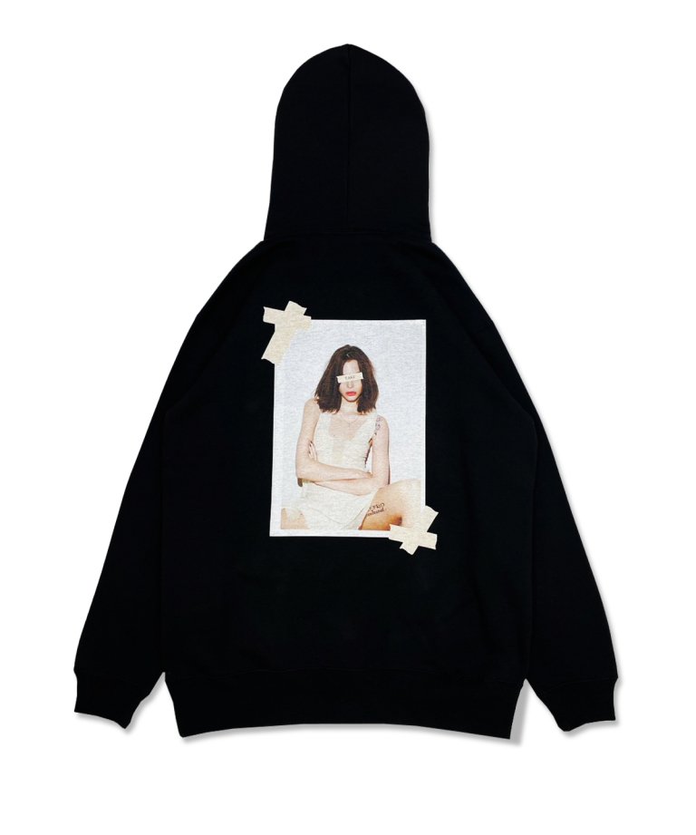 OUTRO-feer de seal- Prominent Lady Back Hoodie BLK
