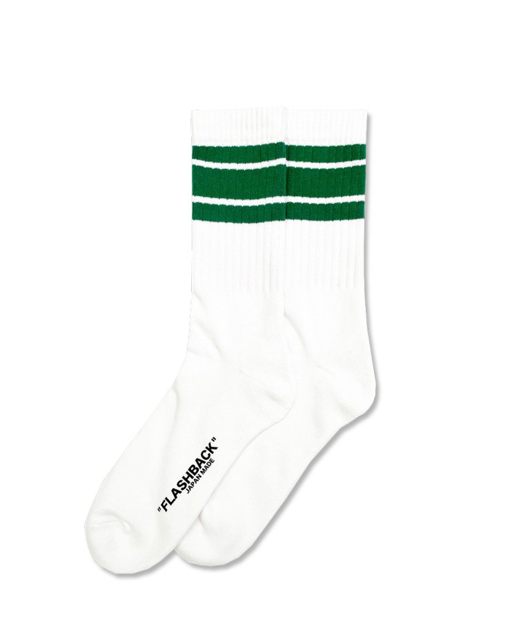 【FLASHBACK最新作】FLASHBACK Stripe Socks GREEN×WHT