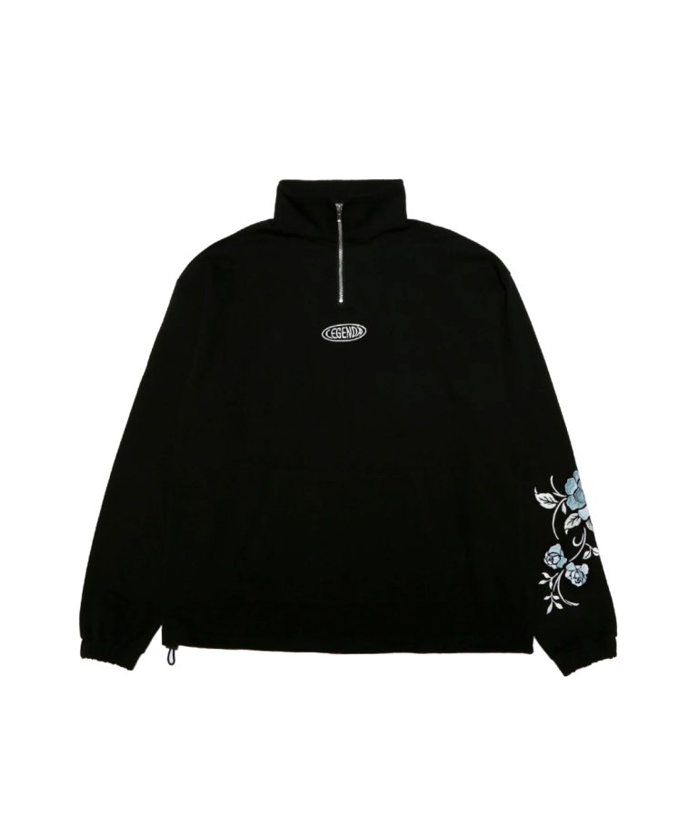 LEGENDA 12th Special Rose Embroidery Half-Zip Long-Sleeve T-Shirt BLK/BLUE　[LEC1139]