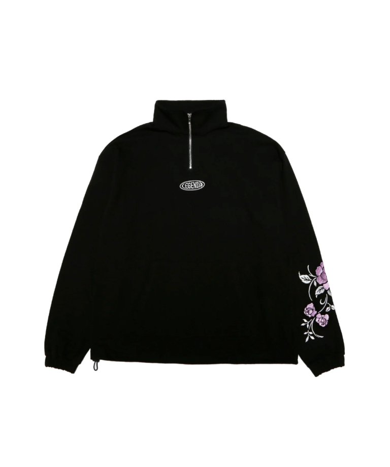 LEGENDA 12th Special Rose Embroidery Half-Zip Long-Sleeve T-Shirt BLK/PURPLE　[LEC1139]