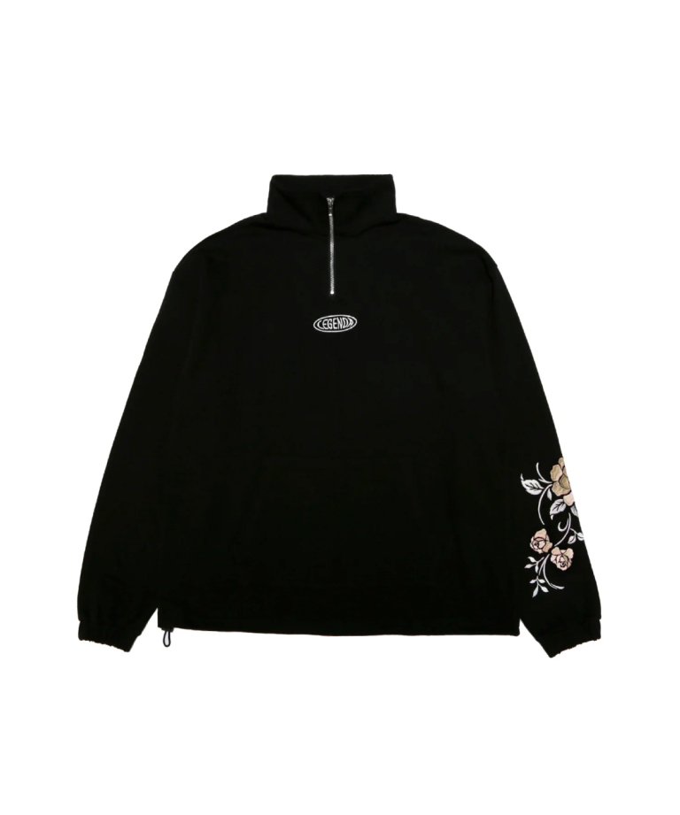 LEGENDA 12th Special Rose Embroidery Half-Zip Long-Sleeve T-Shirt BLK/ORANGE　[LEC1139]