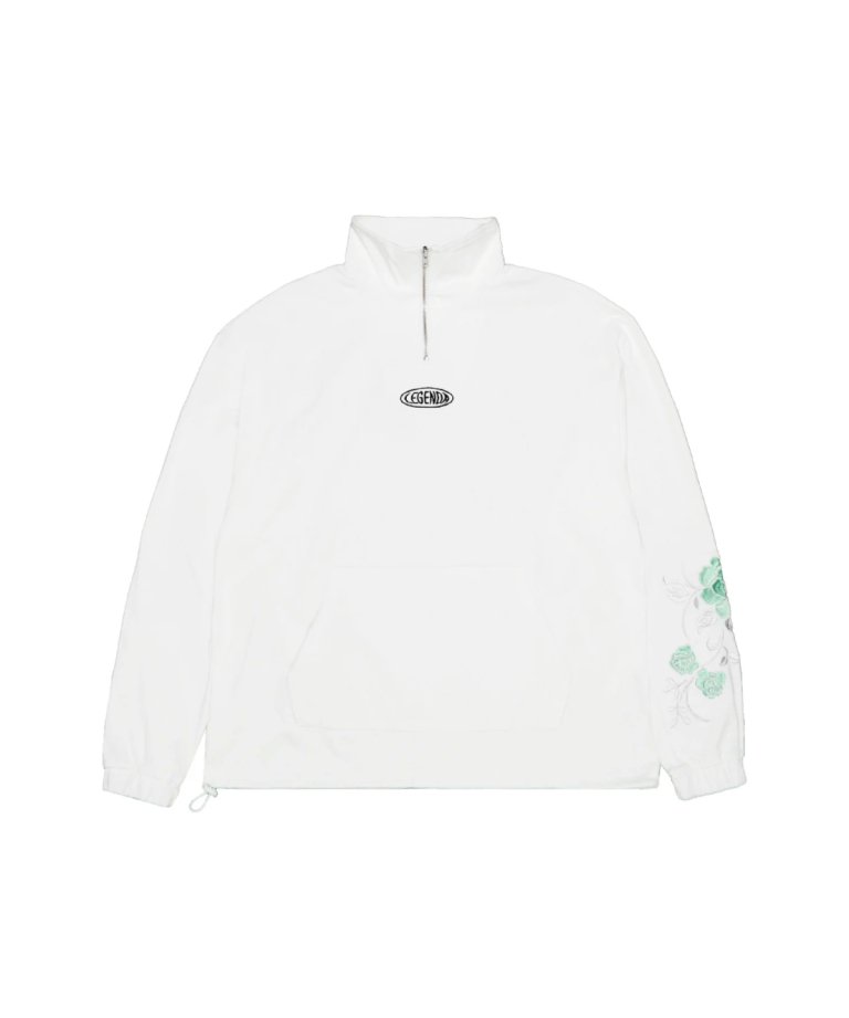 LEGENDA 12th Special Rose Embroidery Half-Zip Long-Sleeve T-Shirt WHT/GREEN　[LEC1139]
