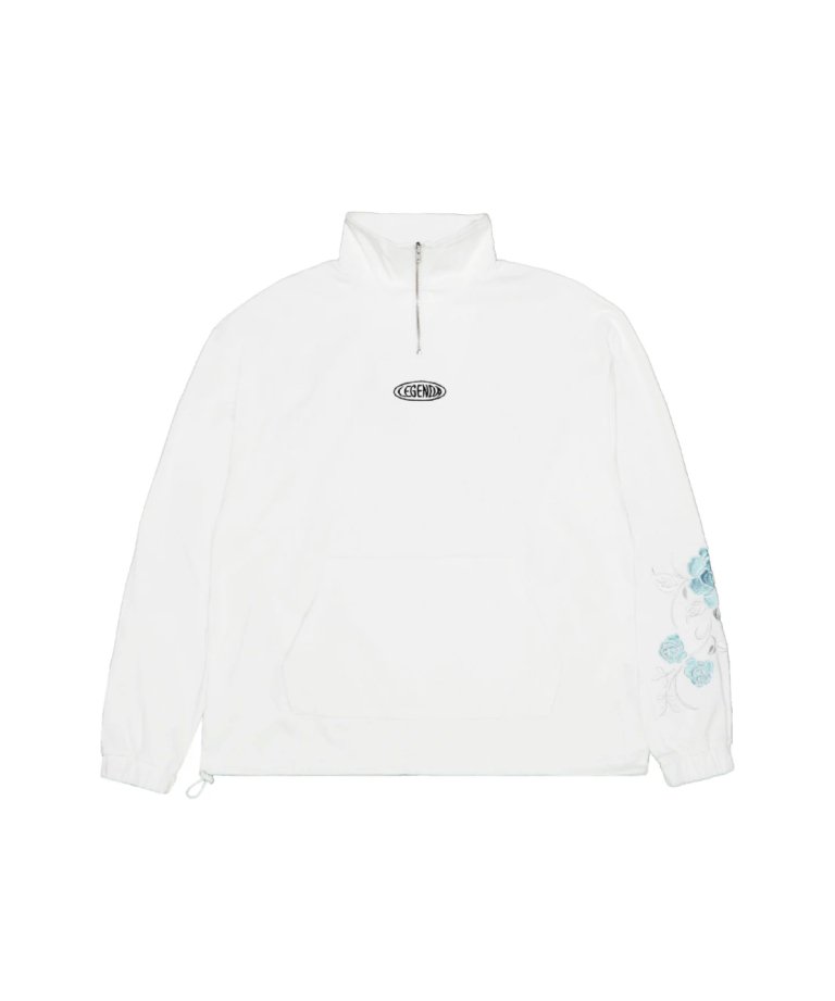 LEGENDA 12th Special Rose Embroidery Half-Zip Long-Sleeve T-Shirt WHT/BLUE　[LEC1139]