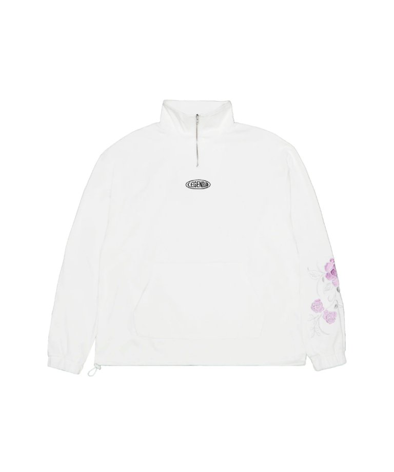 LEGENDA 12th Special Rose Embroidery Half-Zip Long-Sleeve T-Shirt WHT/PURPLE　[LEC1139]