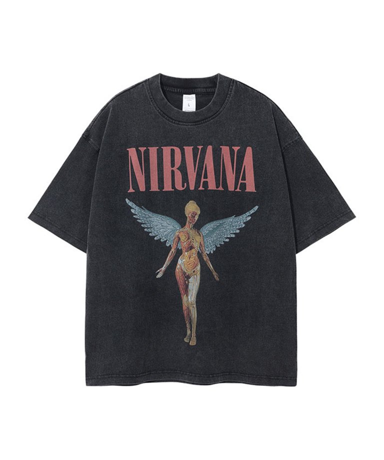 【USA Select】NIRVANA  OVERSIZE Vintage T-Shirts. BLK／RED