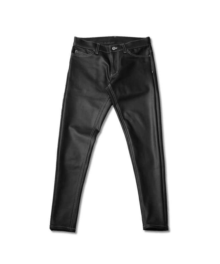 【FLASHBACK最新作23SS】Hype Fit JAPANMADE Leather Pants Type:BLK×WHT
