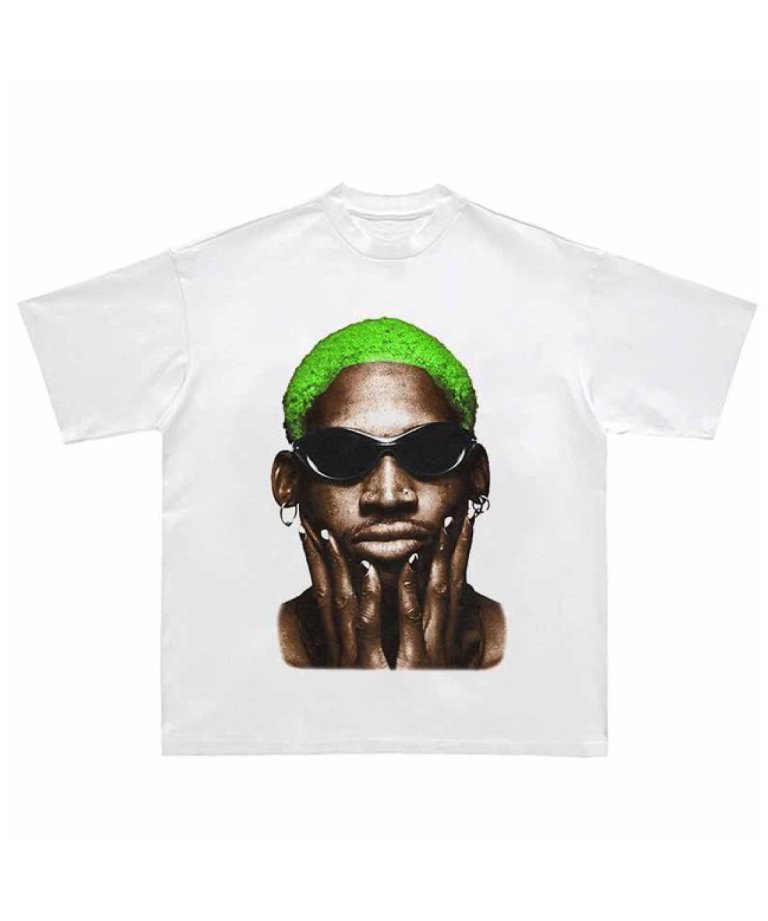 【USA Select】 RODMAN OVERSIZE Vintage T-Shirts.WHT/GREEN