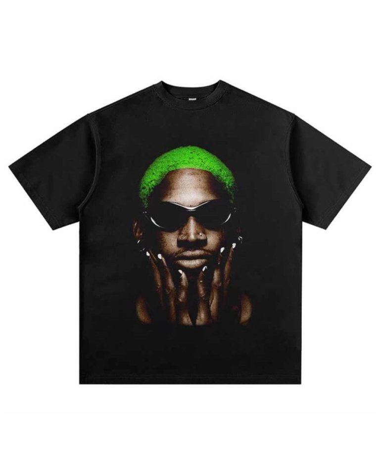 【USA Select】 RODMAN OVERSIZE Vintage T-Shirts.BLK/GREEN